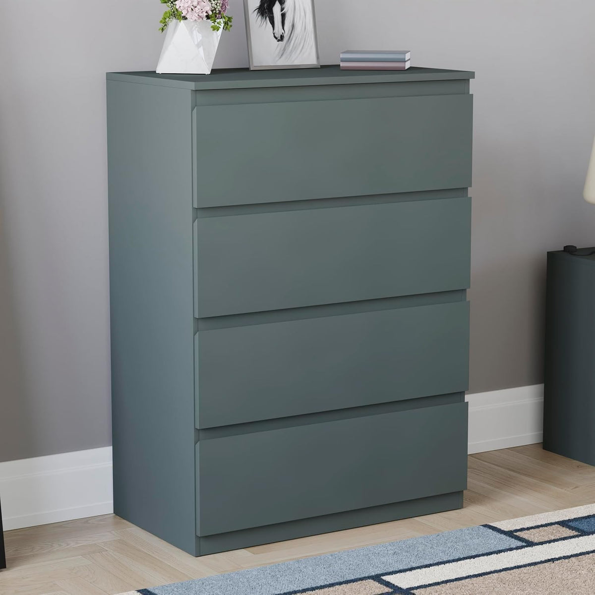 4 Drawer Modern Wooden Chest Storage Unit - Bedroom Organizer, Easy Assembly