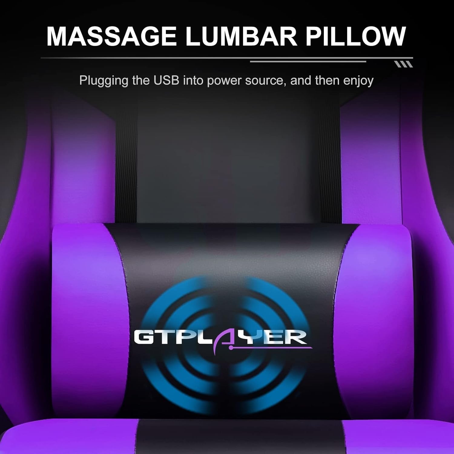Ergonomic Gaming Chair Massage Lumbar Footrest Purple