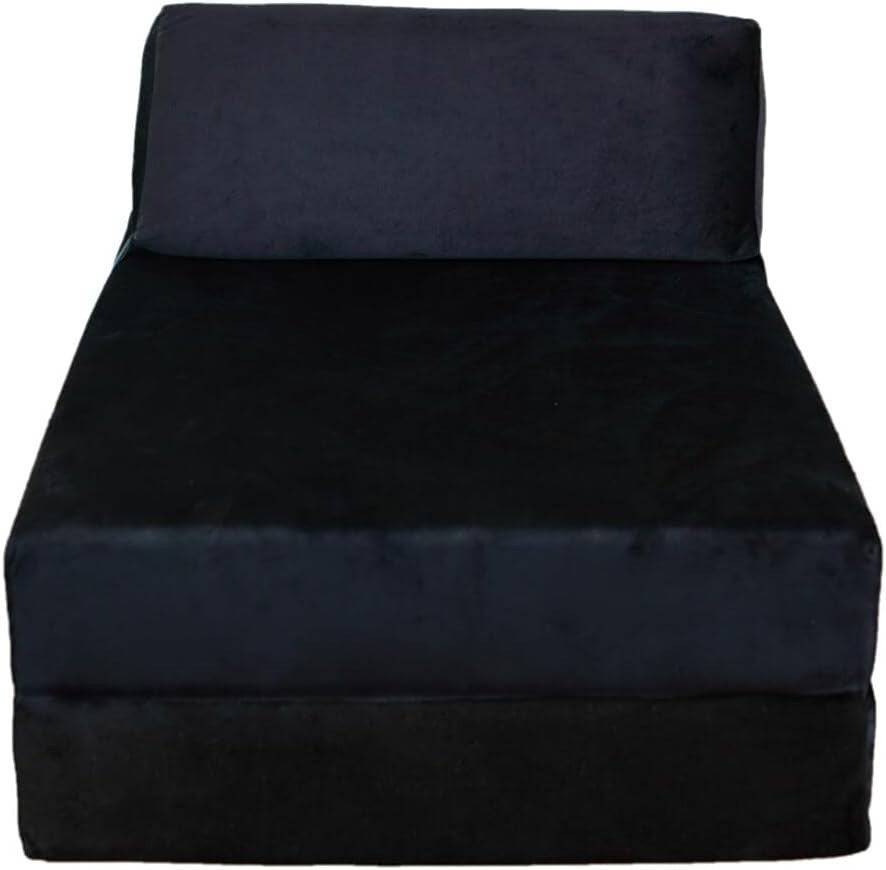 Single Folding Futon Z Bed Chair Sofa Mattress Black Sleeper Guest Bed