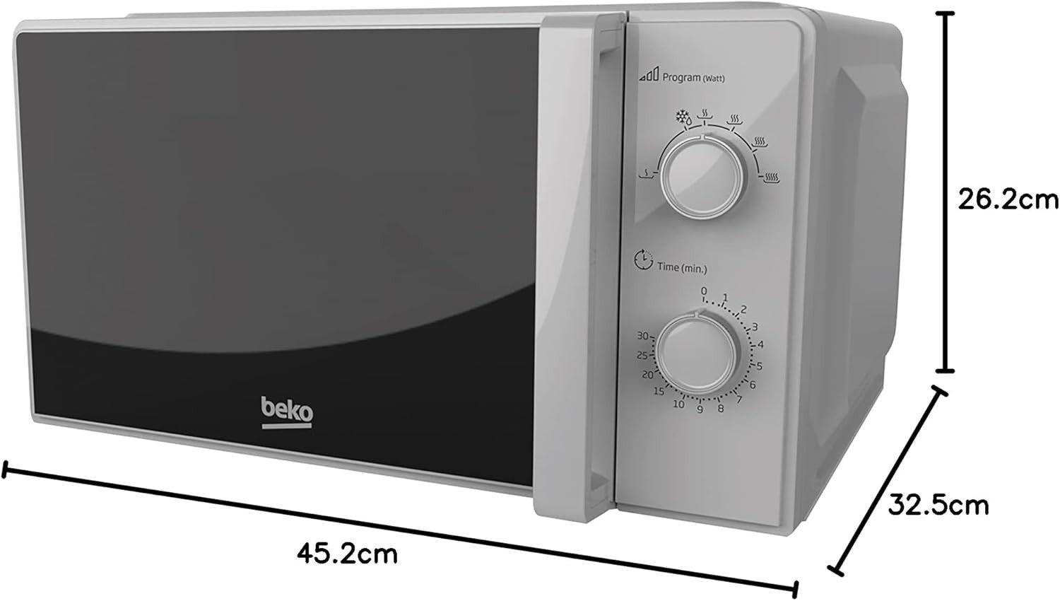 Silver 20L 700W Solo Microwave Auto Defrost 30min Timer Compact