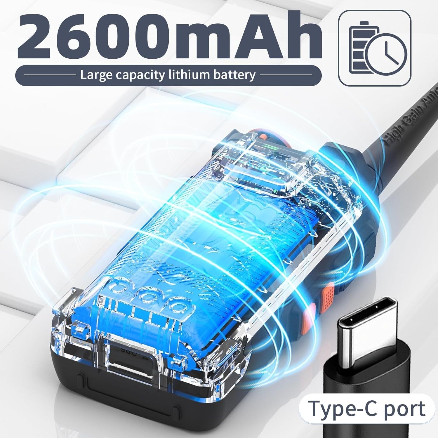 Dual Band Walkie Talkie 2 Pack 999 Channel High Power 2600mAh Radio