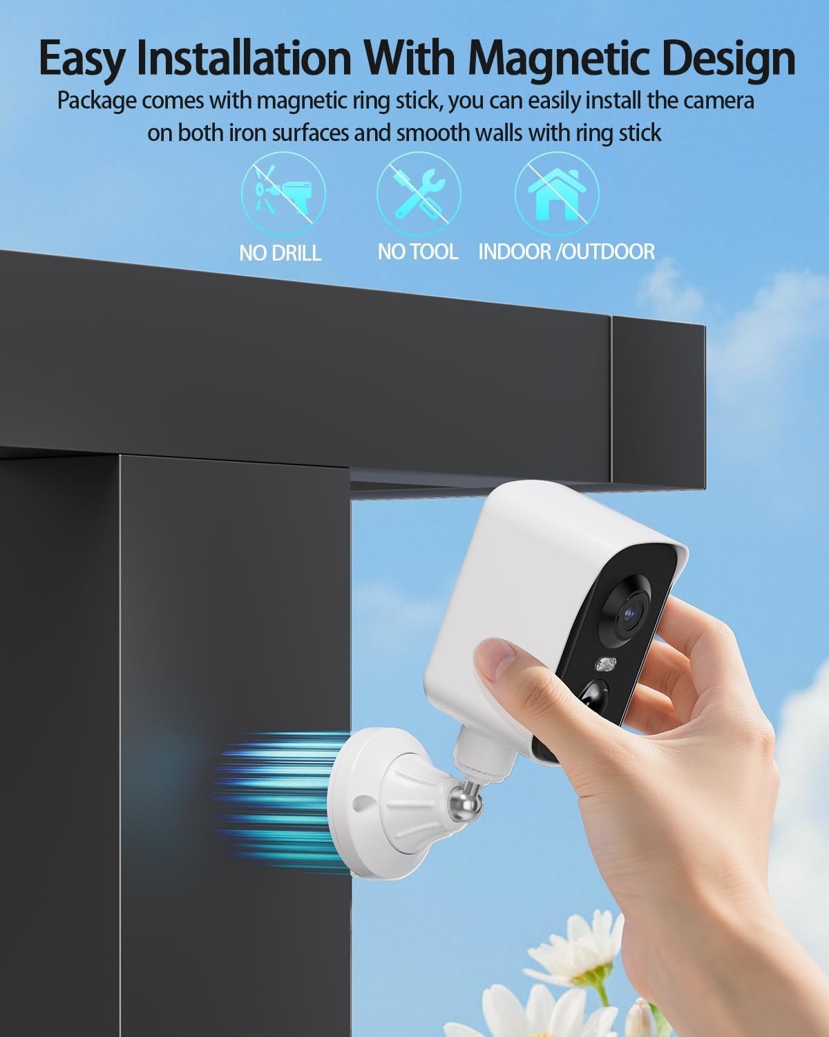 2K Wireless Security Camera Outdoor Battery WiFi PTZ AI Detection IP65