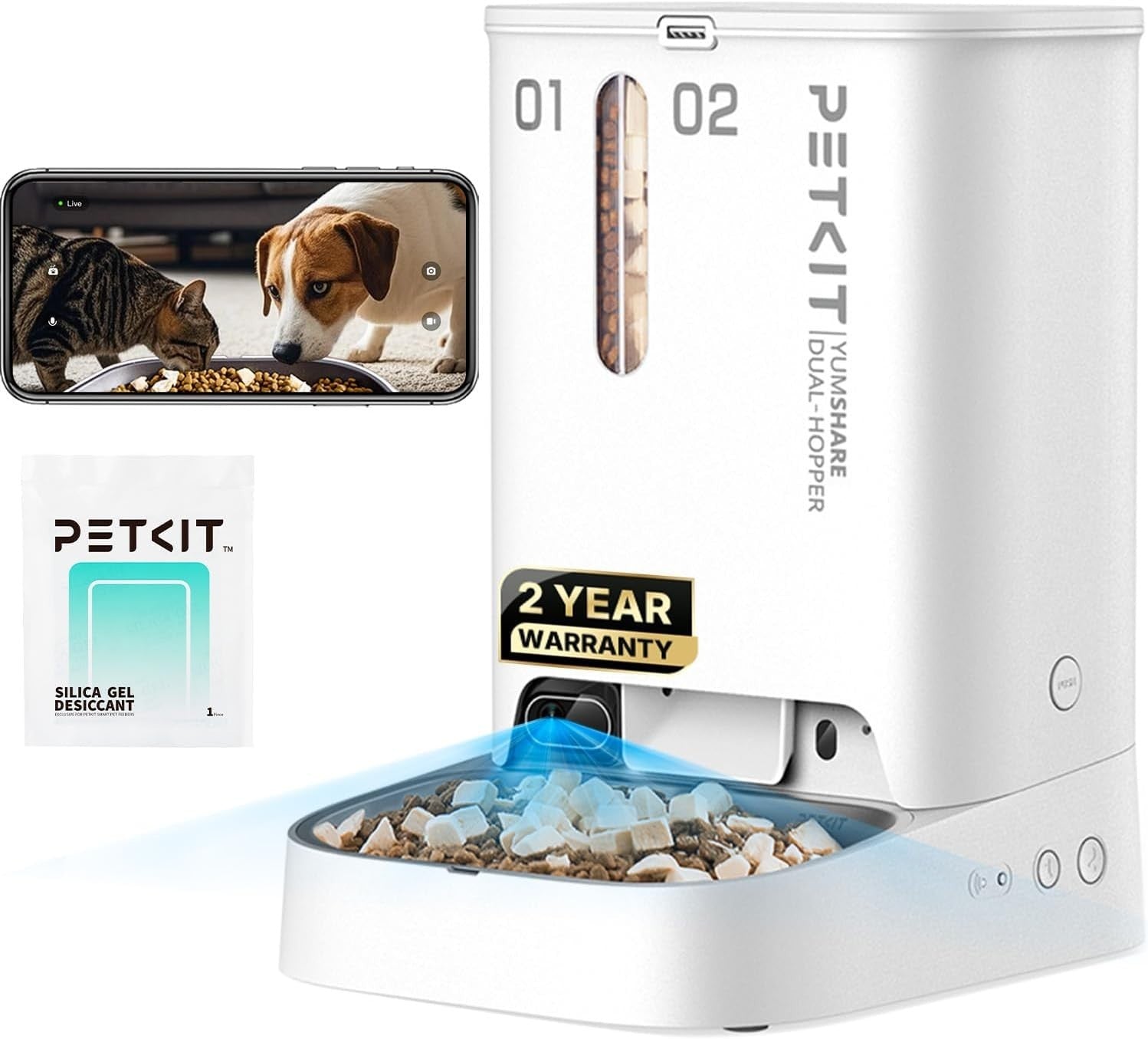 Automatic Cat Feeder Camera 5L Dual Hopper WiFi App Control 1080P HD