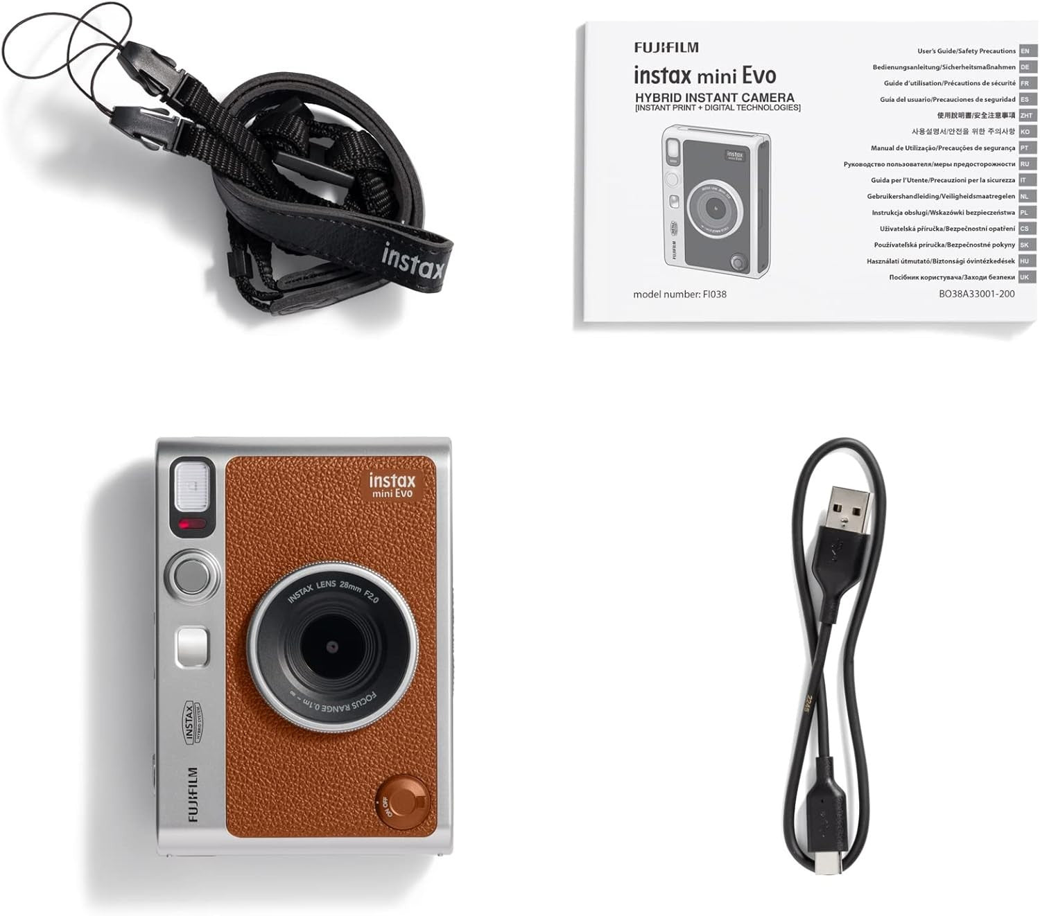 Hybrid Instant Camera Printer Brown Bluetooth LCD Screen 100 Effects
