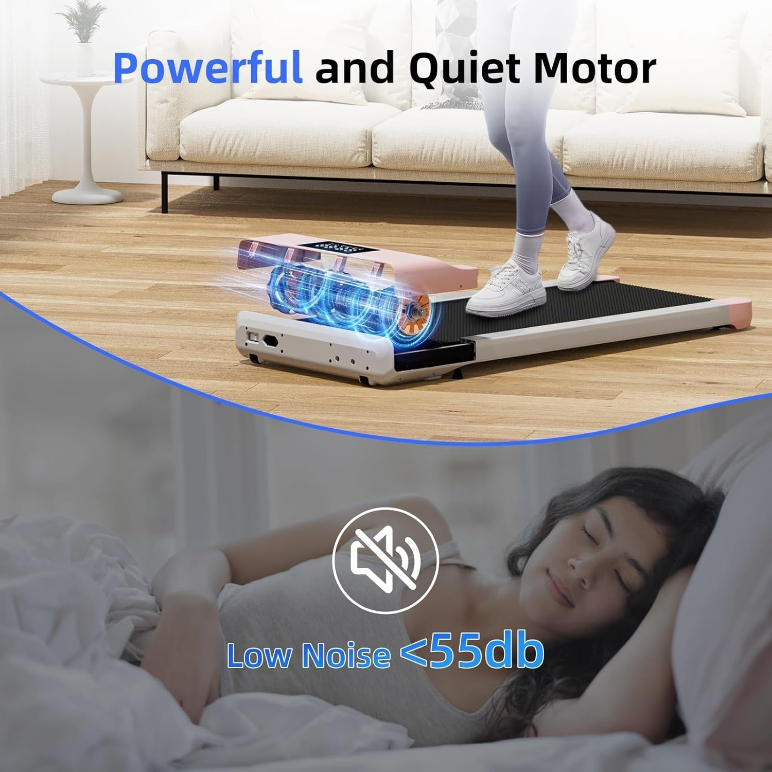 Under Desk Walking Pad Treadmill 6km/h Quiet App Control 159kg Home Gym