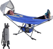 Portable Hammock with Stand & Adjustable Sunshade | 168cm Steel Frame Outdoor