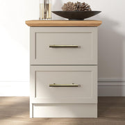 Light Grey & Oak 2 Drawer Bedside Table | Modern Bedroom Storage Nightstand