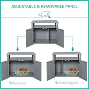Modern Cat Litter Box Cabinet with Shelves & Hidden Compartment, Grey