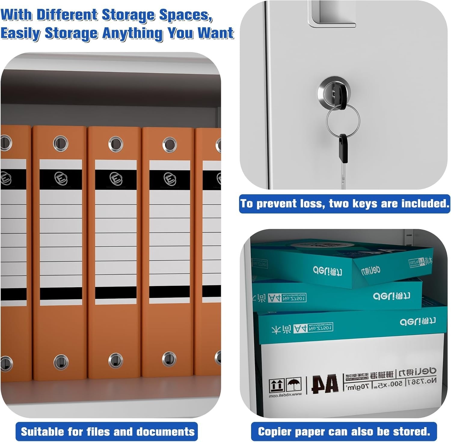White Metal Storage Cabinet 5 Door 3 Drawer Lockable Steel Cupboard 180cm