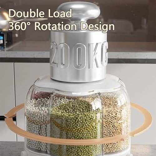 6 Grid Rotating Rice Dispenser Airtight Cereal Storage Container
