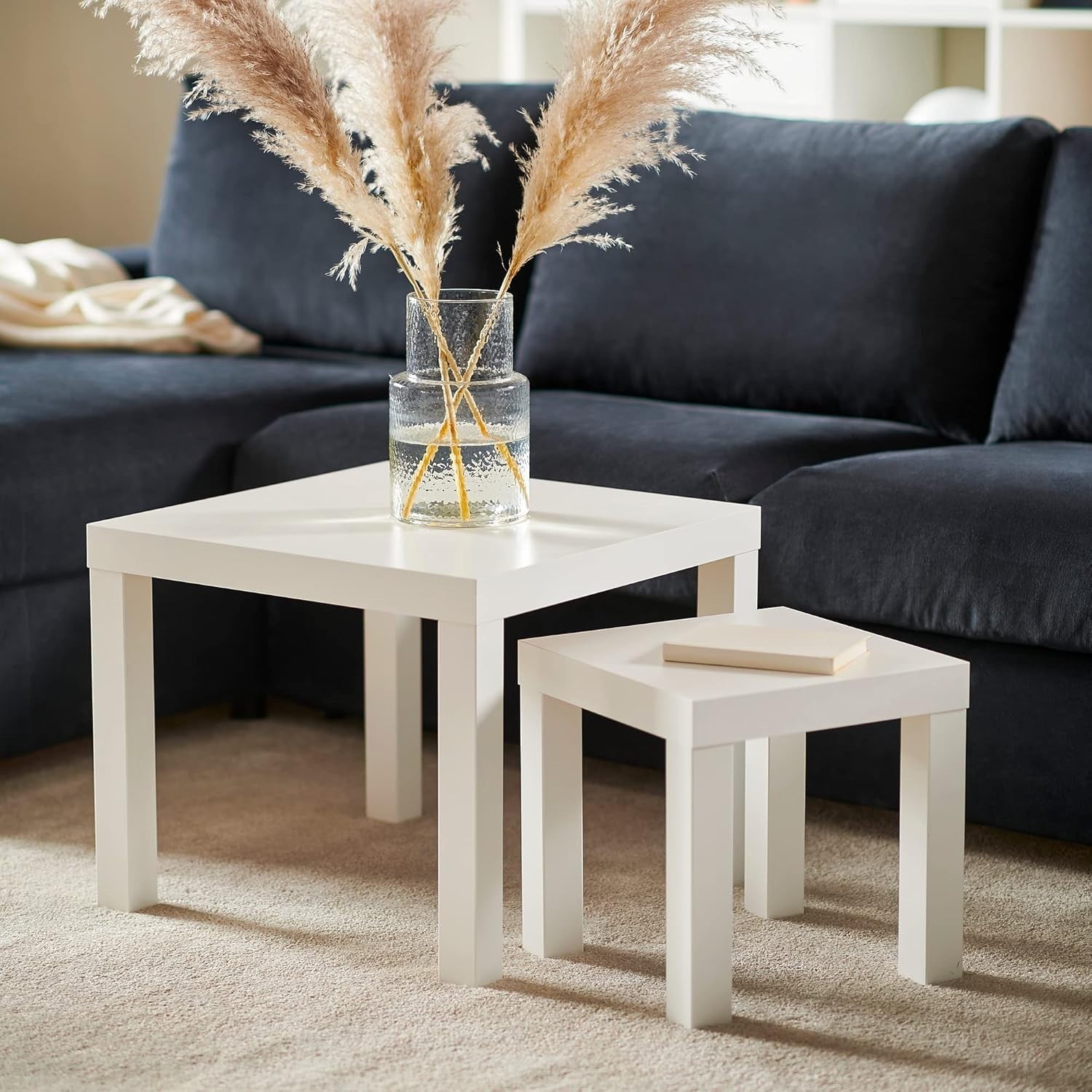 White Square Wood End Side Table Nightstand Coffee Table $\mathbf{55\times55\tim
