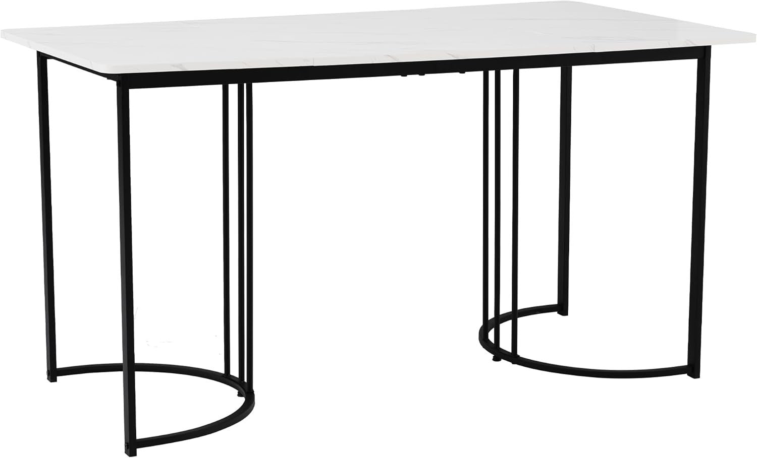 Modern Marble Dining Table 140x80cm Metal Frame White Black Kitchen Desk
