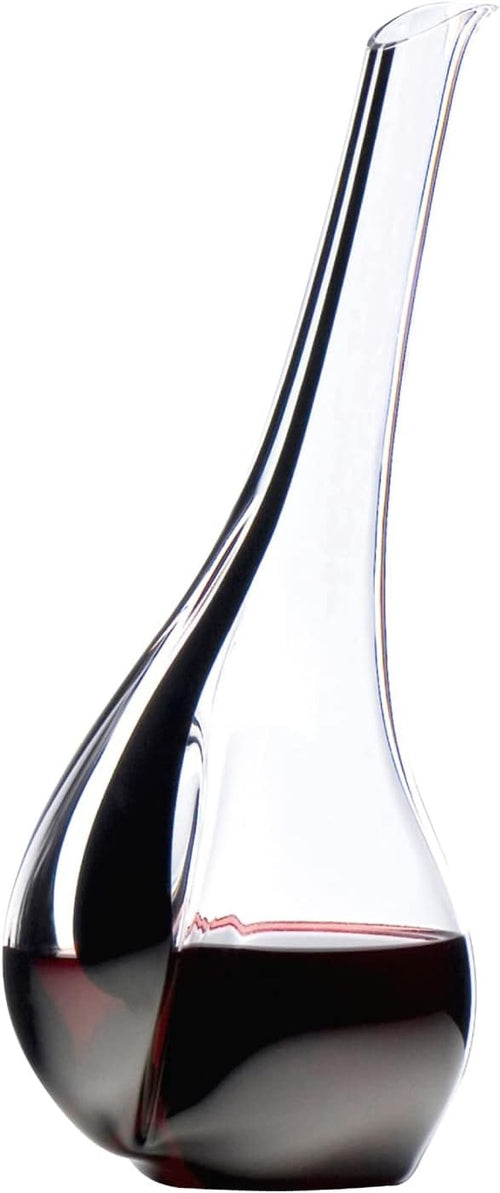 Elegant Crystal Wine Decanter 1.45L – Hand-Blown Black Tie Design Aerator