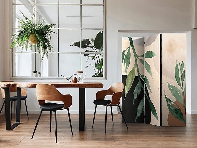 Nature Meadow Leaf Folding Room Divider 3 Panel Acoustic Canvas Privacy Screen