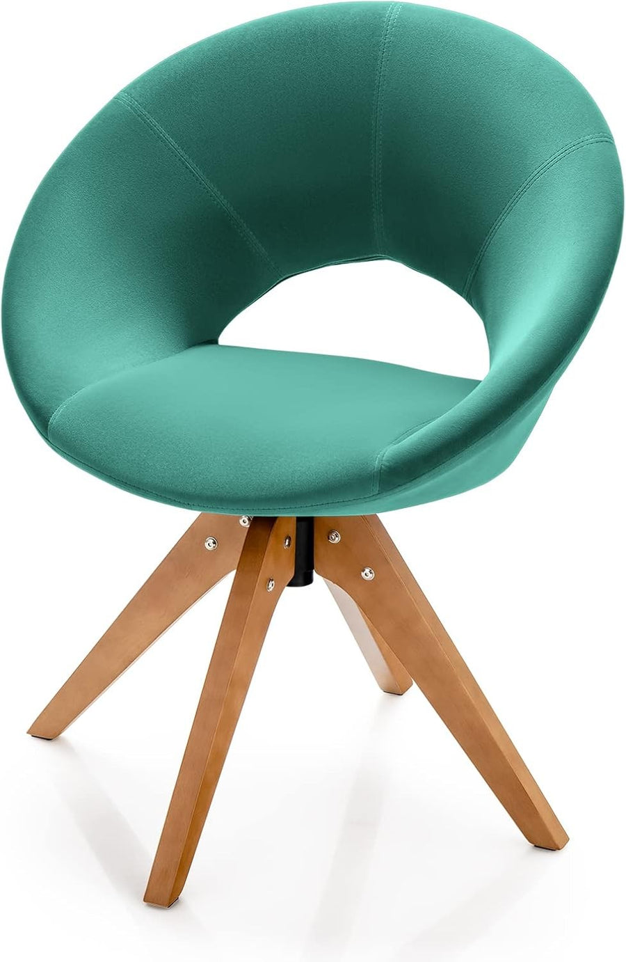 Green Velvet Swivel Accent Chair 360° Tub Armchair Beech Legs