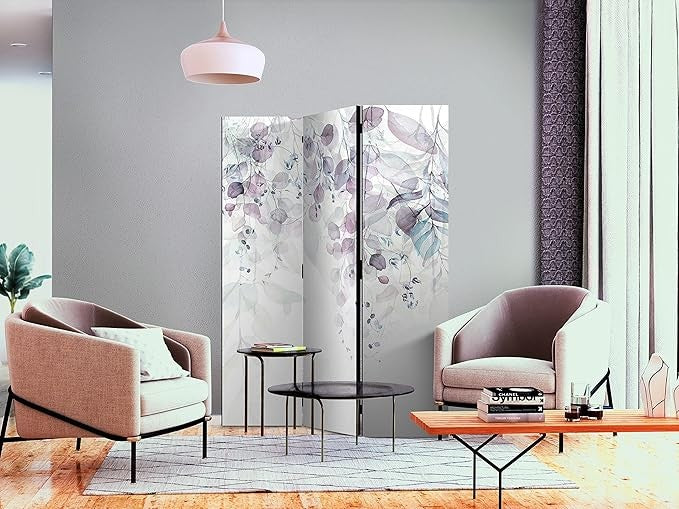Purple Green Leaf Acoustic Room Divider 135x172cm Double Sided Screen