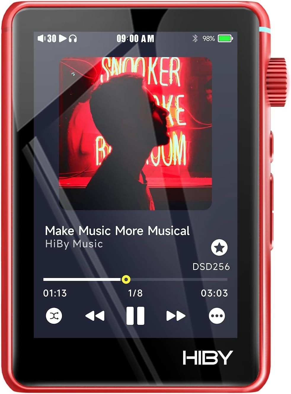 Red Hi-Res Audio Player Dual DAC Bluetooth 5.1 WiFi Touchscreen 2TB