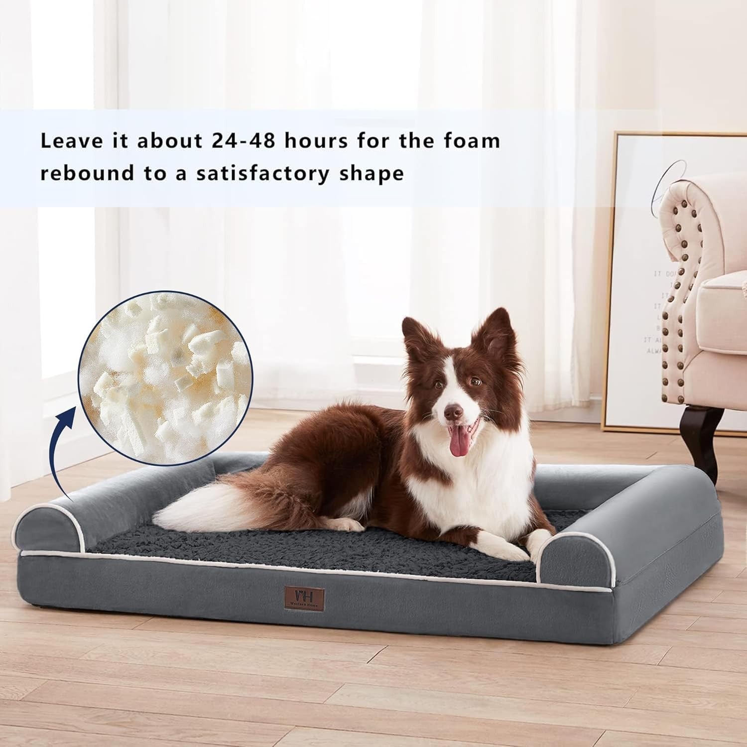 XL Orthopedic Dog Bed 106x76cm U-Shape Dark Grey