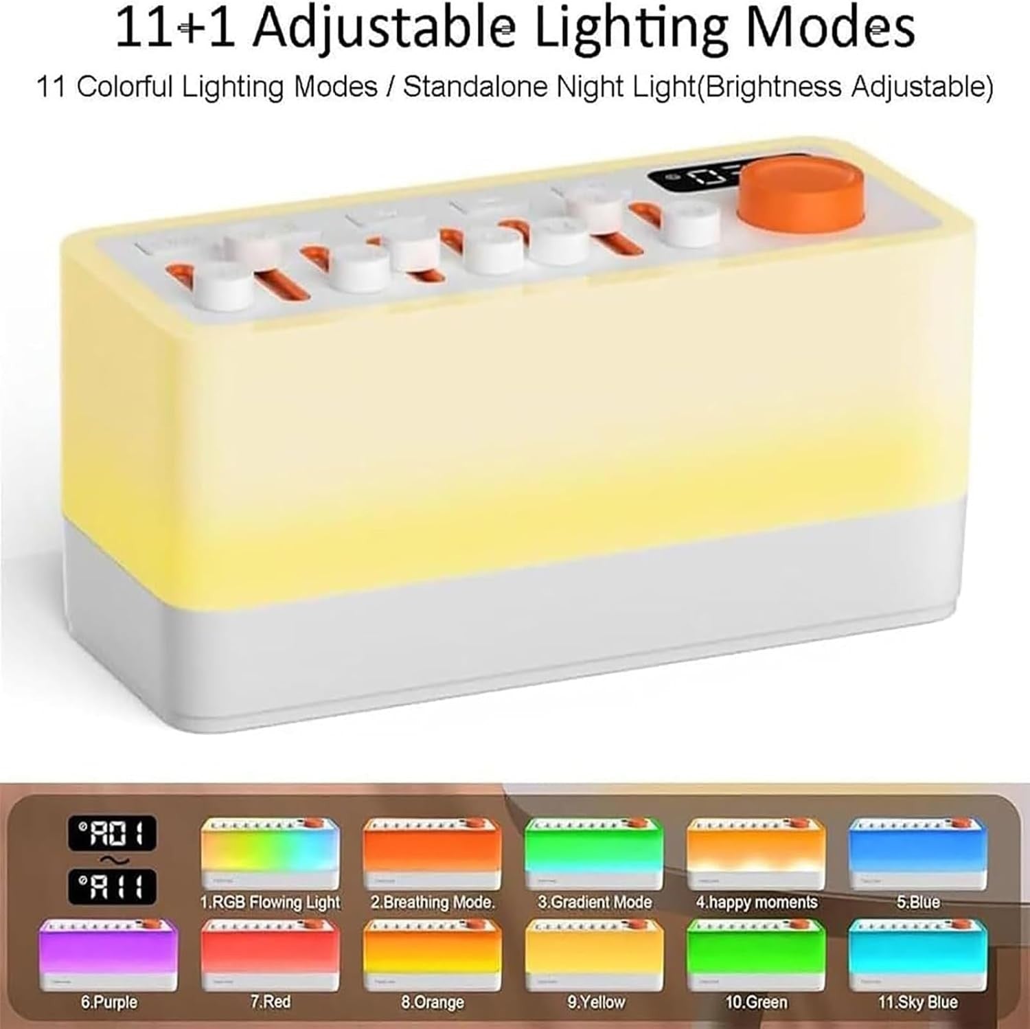 Portable White Noise Sound Machine 3-in-1 Speaker 8 Soothing Sounds