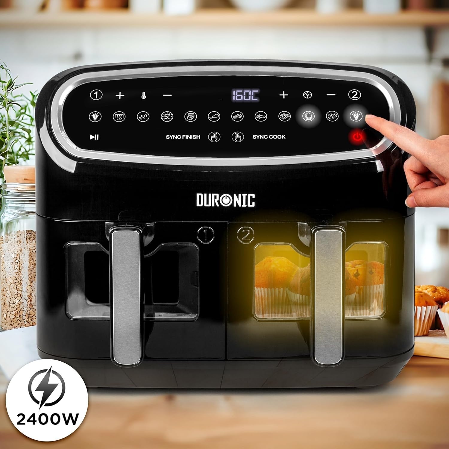 10L Dual Basket Air Fryer | 2400W, Sync Cook/Finish, Visual Windows, 10 Presets