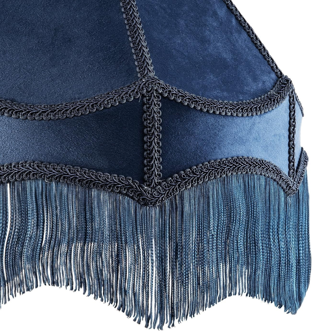 Victorian Empire Velvet Lampshade Midnight Blue Tassel Pendant 40cm