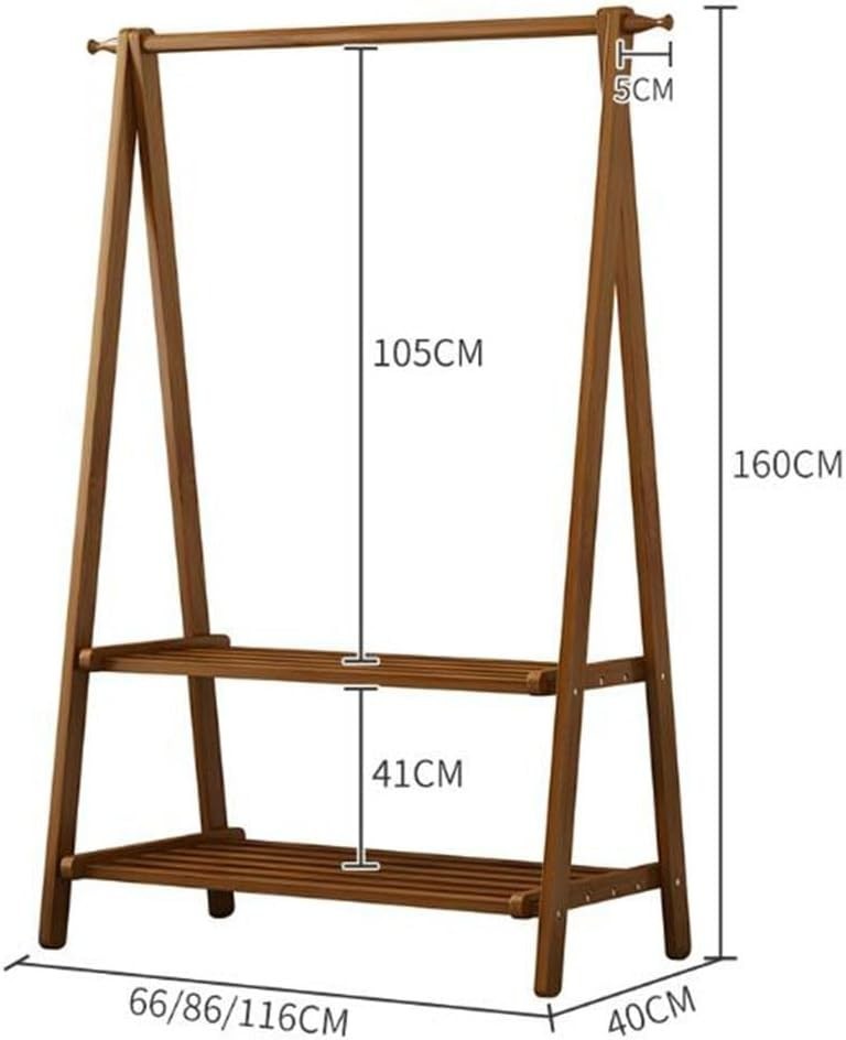 Wooden Clothes Rail Rack Double Layer Storage Shelf Pine Stand 160cm