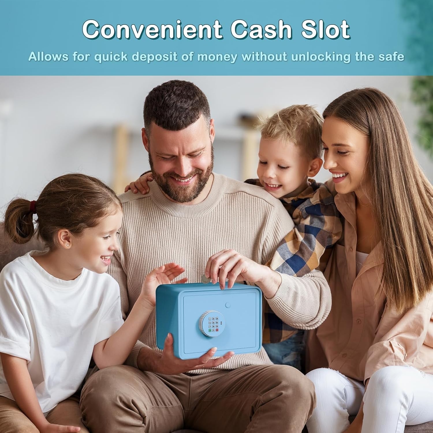 Kids Mini Safe Box Electronic Money Bank Keypad Lock Piggy Bank Blue