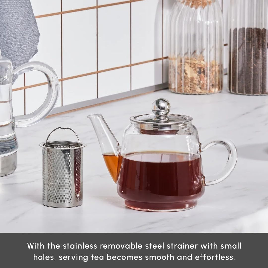 Glass Teapot Set with Infuser 1.8L Kettle Turkish Tea Maker Hob Safe