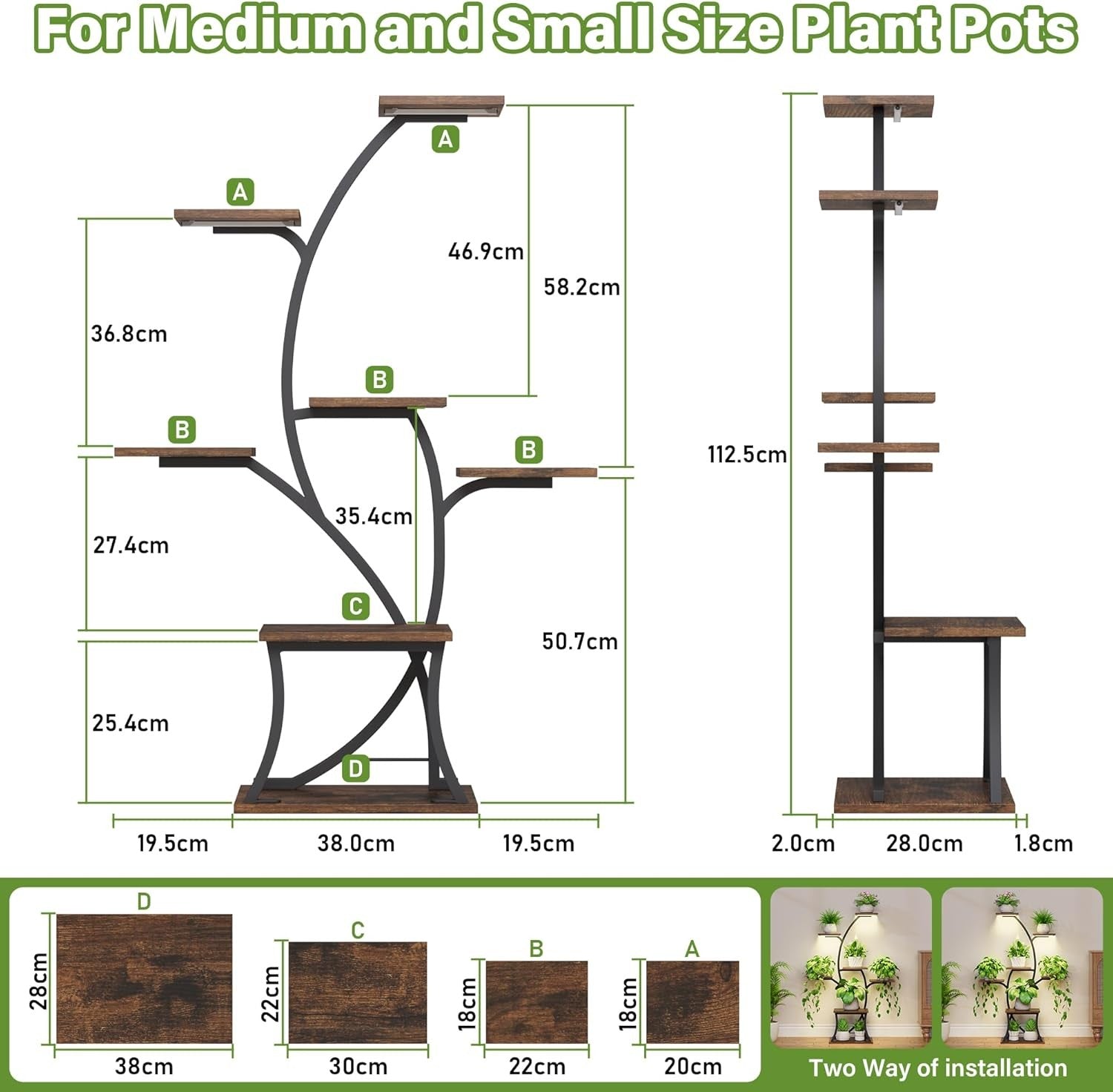 7 Tier Metal Plant Stand with Grow Lights Indoor Corner Tall Flower Shelf Rack