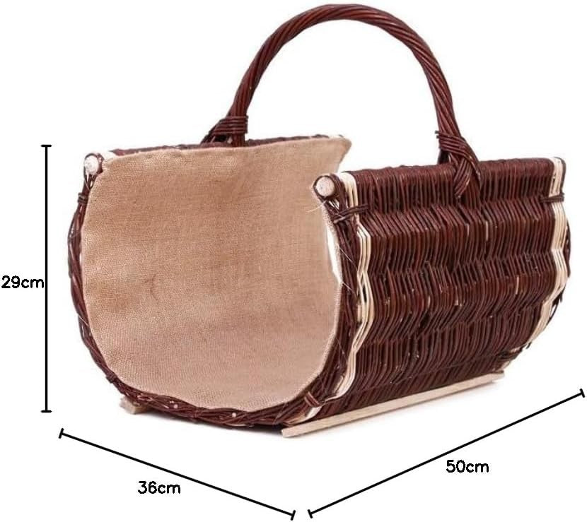 Rustic Wicker Log Basket with Handle – Durable Wood Storage, 50x36x29 cm