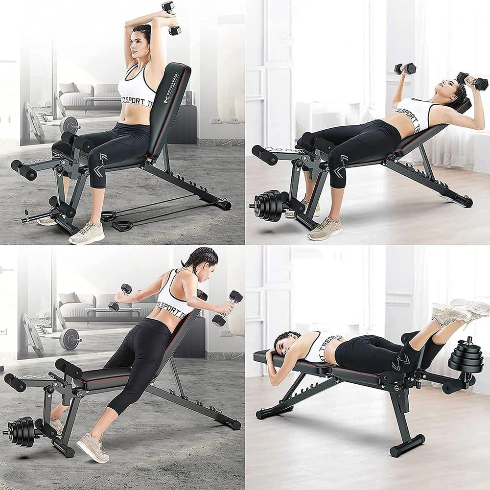 Foldable Weight Bench With Leg Extension Curl 440lb Home Gym Press