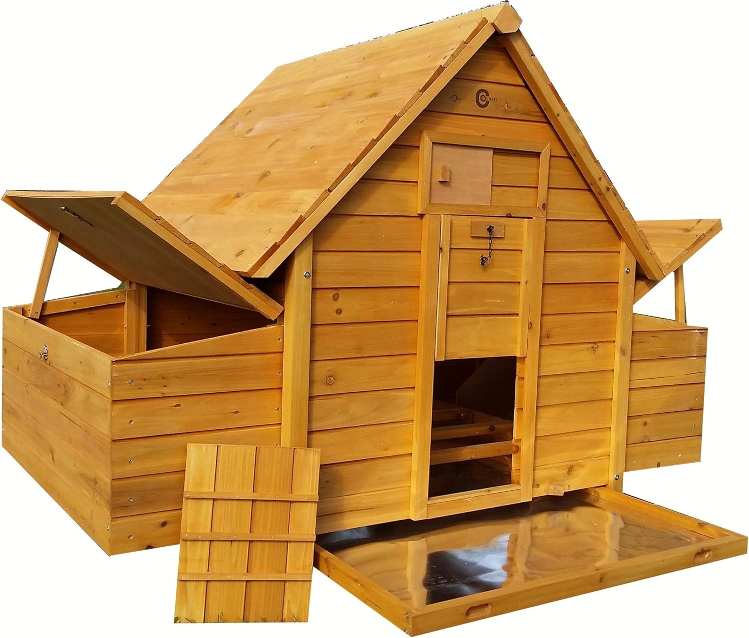 Large Wooden Chicken Coop with 6 Nest Boxes Auto Door Ready 6–10 Hens