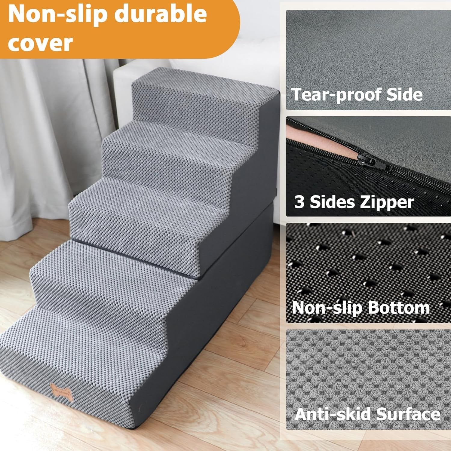5-Step Dog Stairs Non-Slip Pet Ramp for Small Dogs Cats