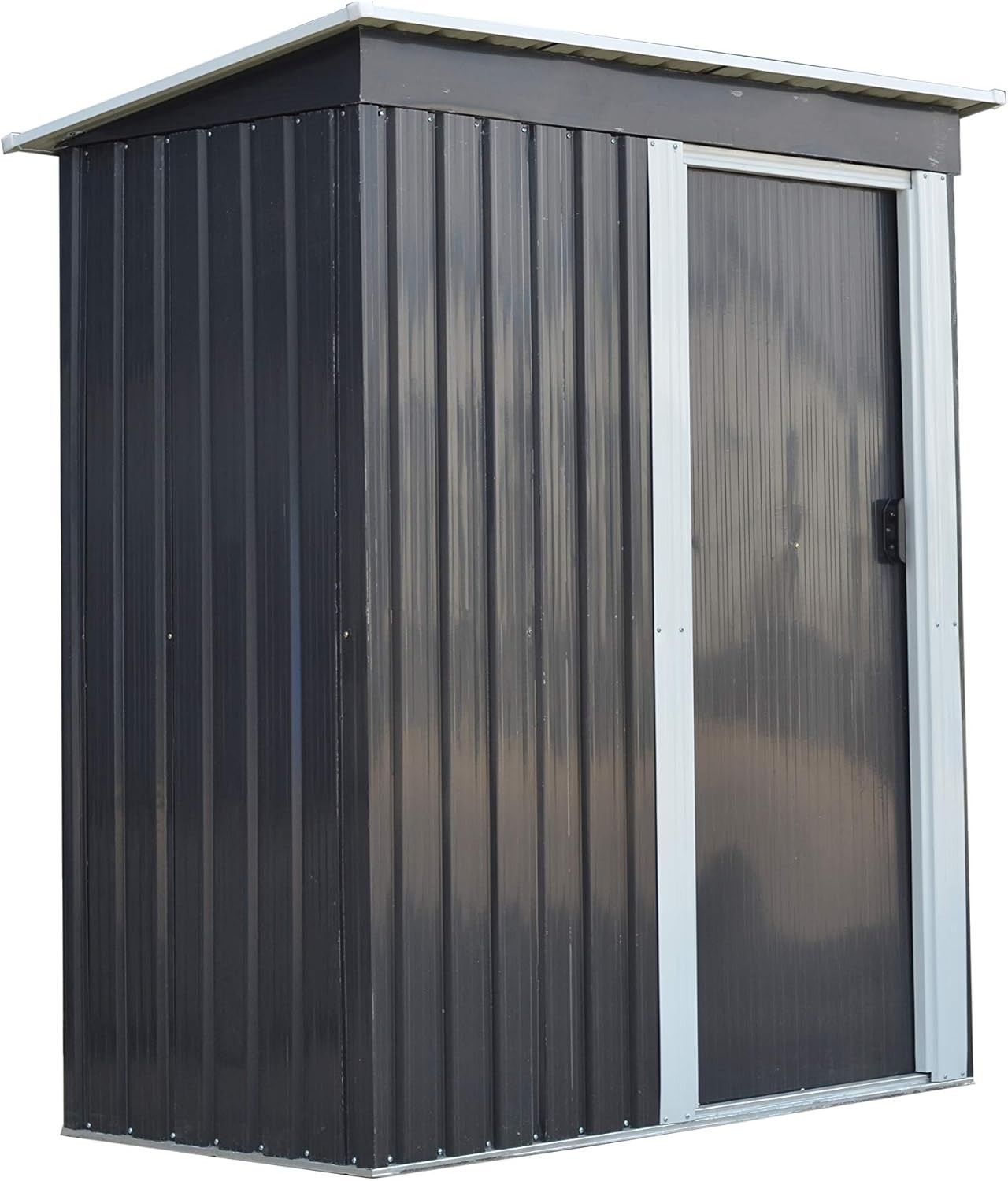 Metal Garden Storage Shed 5x3ft Waterproof Outdoor Tool Shed with Apex Roof Grey