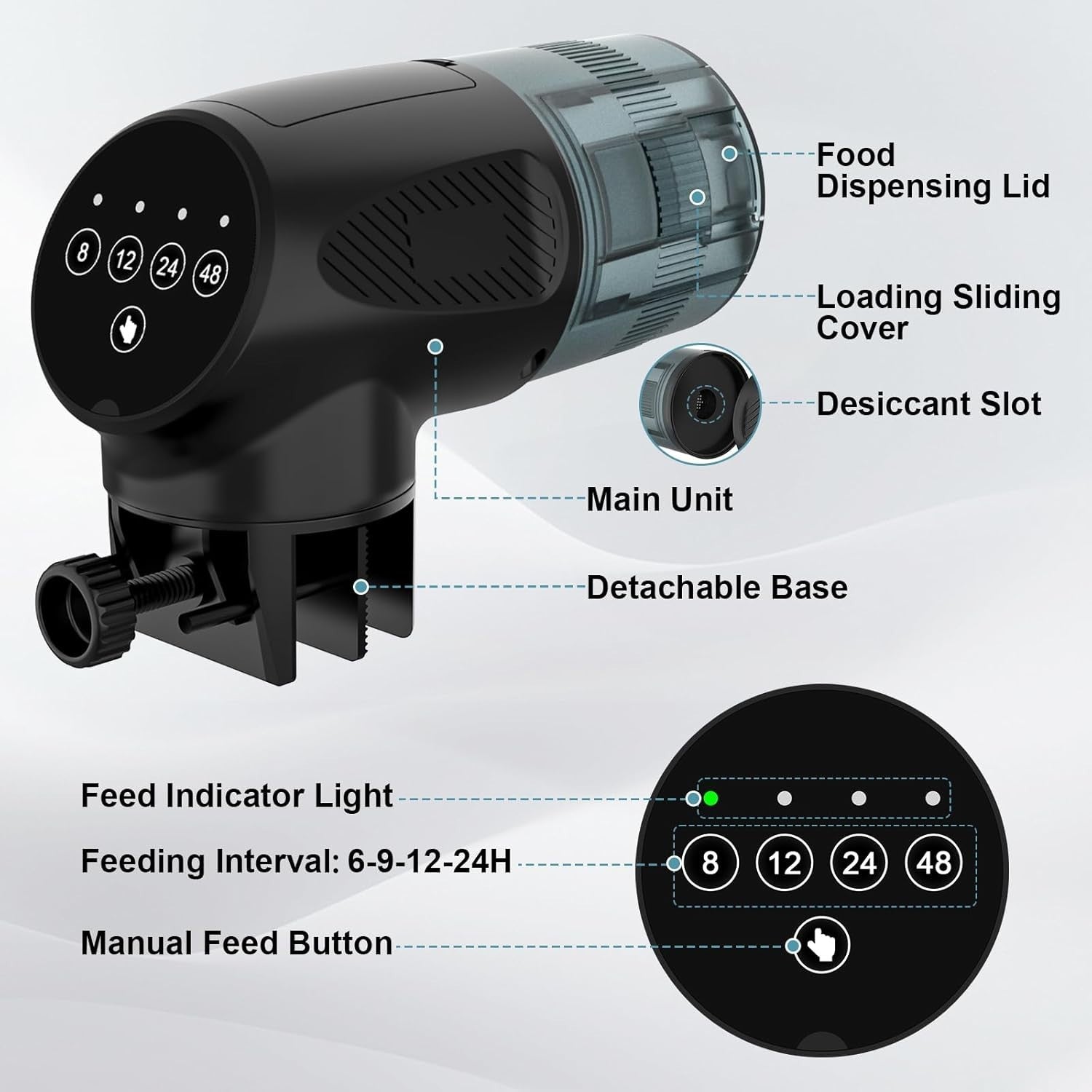 Automatic Fish Feeder 200ml Aquarium Food Dispenser Timer Moisture Proof