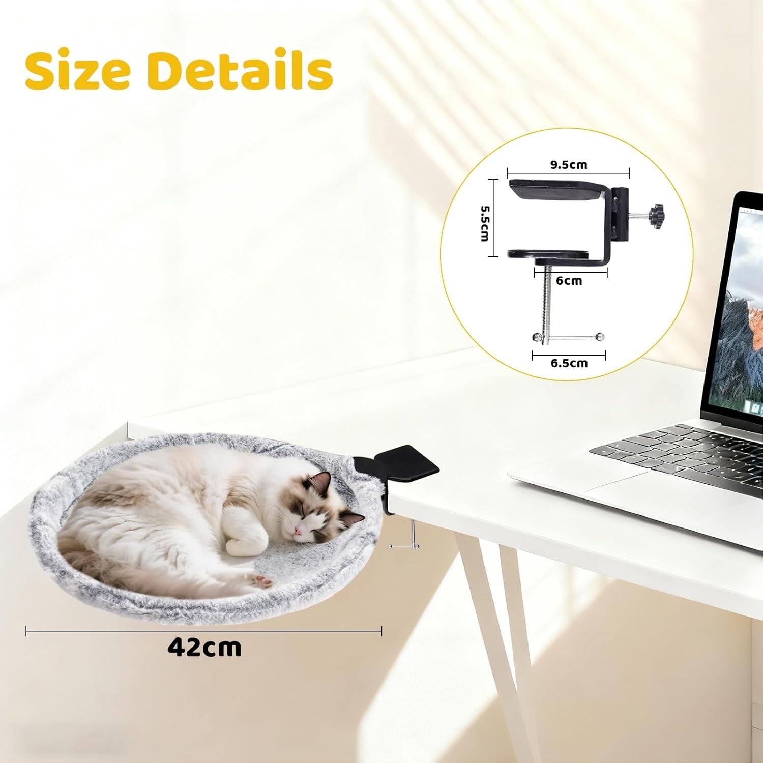 360 Rotating Desk Cat Hammock Plush Cat Bed Clamp On Perch