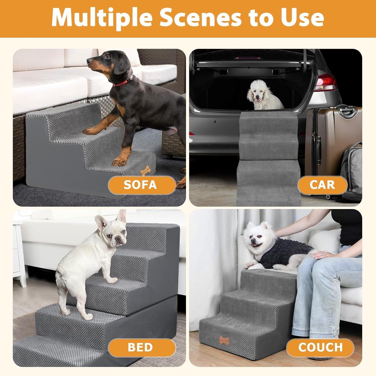 4-Step Dog Stairs Non-Slip Pet Ramp for Small Dogs Cats