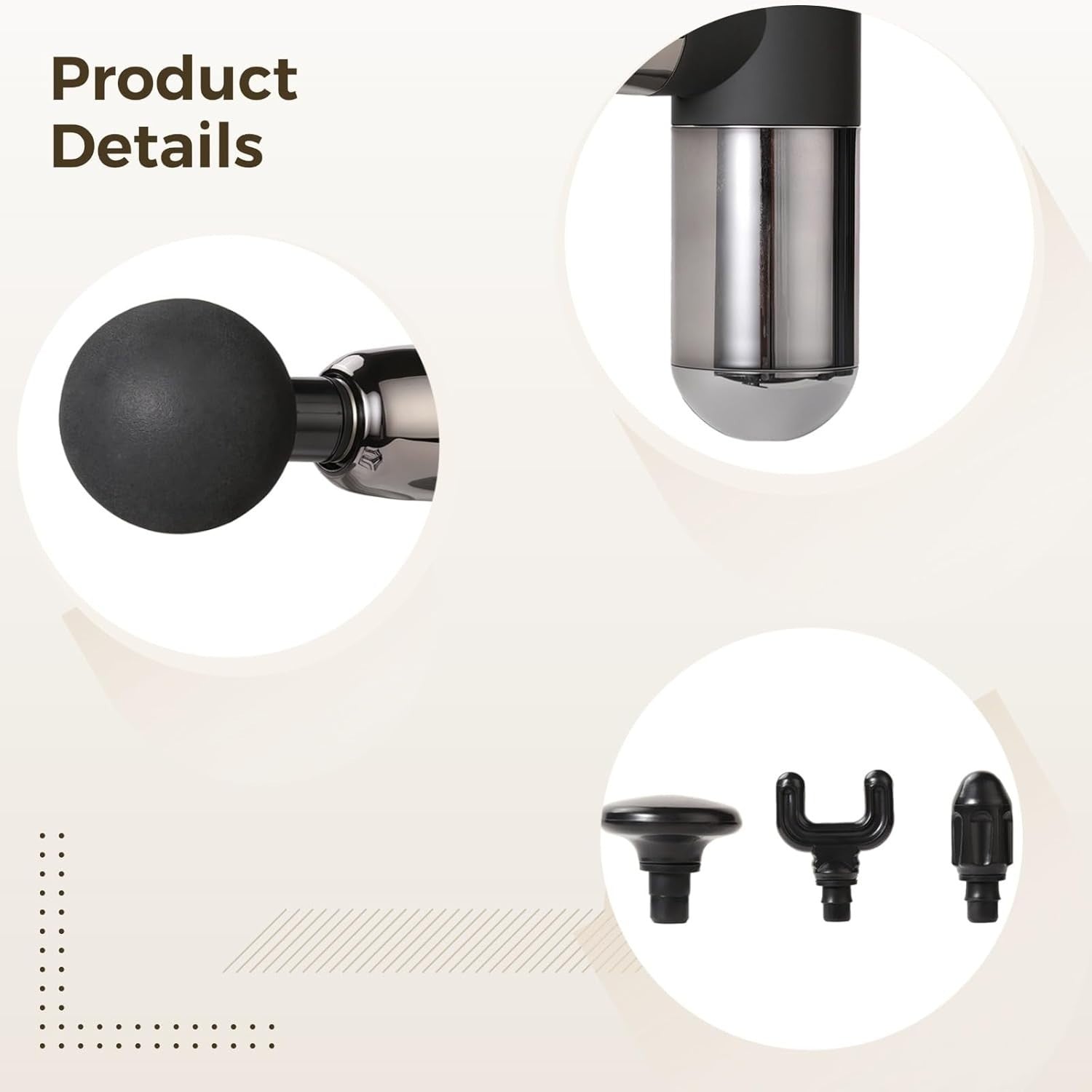 Mini Deep Tissue Massage Gun Portable Percussion Massager 4 Heads Muscle Relief