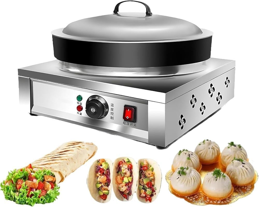 Commercial Gas Crepe Maker 40CM | Stainless Steel Non-Stick Griddle | Adjustable