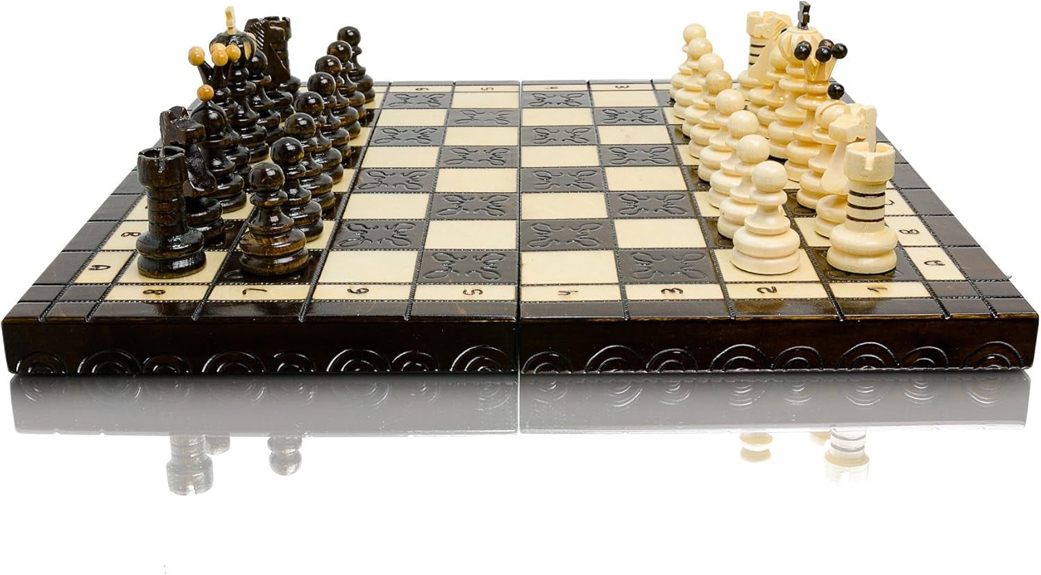 Luxury 42cm Wooden Chess Set XL | Handmade Board & Carved Pieces | Premium Gift