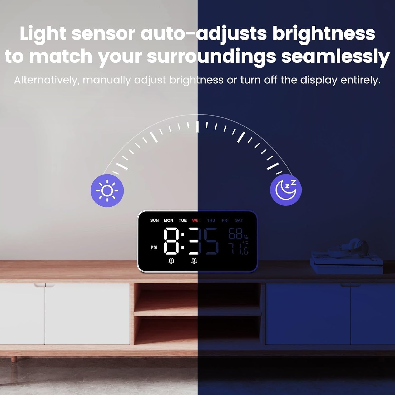 Loud Alarm Clock Bed Shaker Heavy Sleepers Large Display Vibrating Dual Alarm