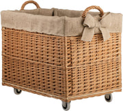 Rustic Wicker Log Basket with Handle, Indoor Firewood Storage, 63x43x52 cm