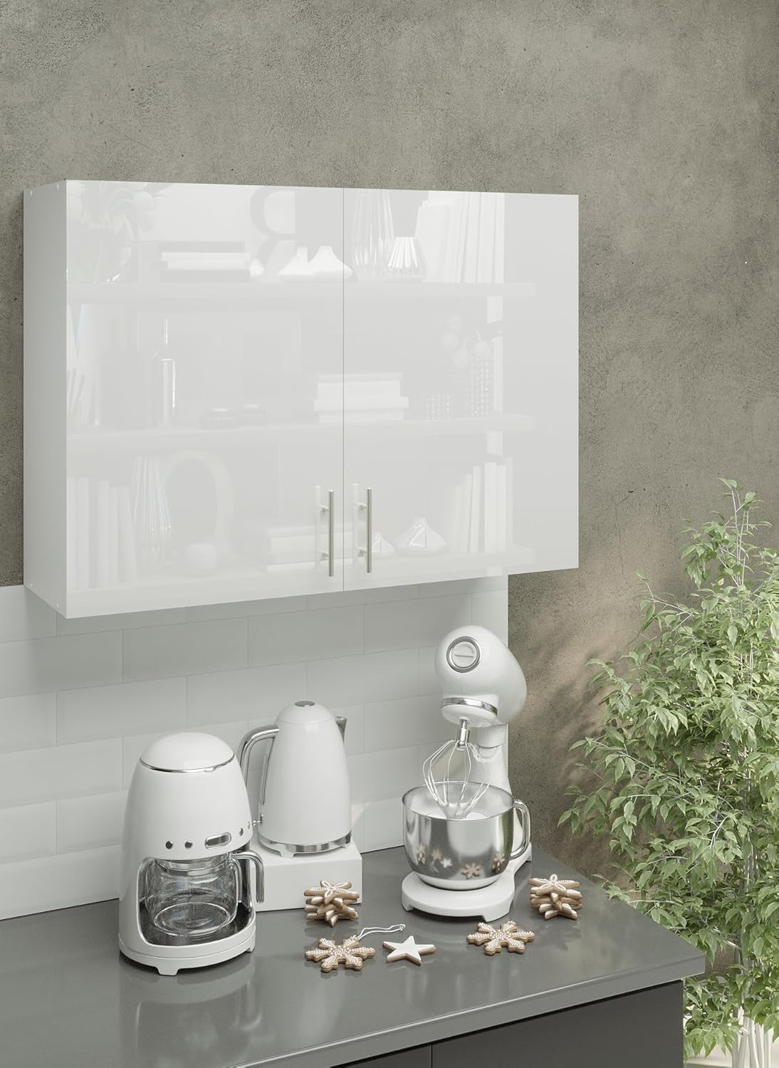 Space-Saving 100cm White Gloss Kitchen Wall Cabinet – Easy Install & Durable