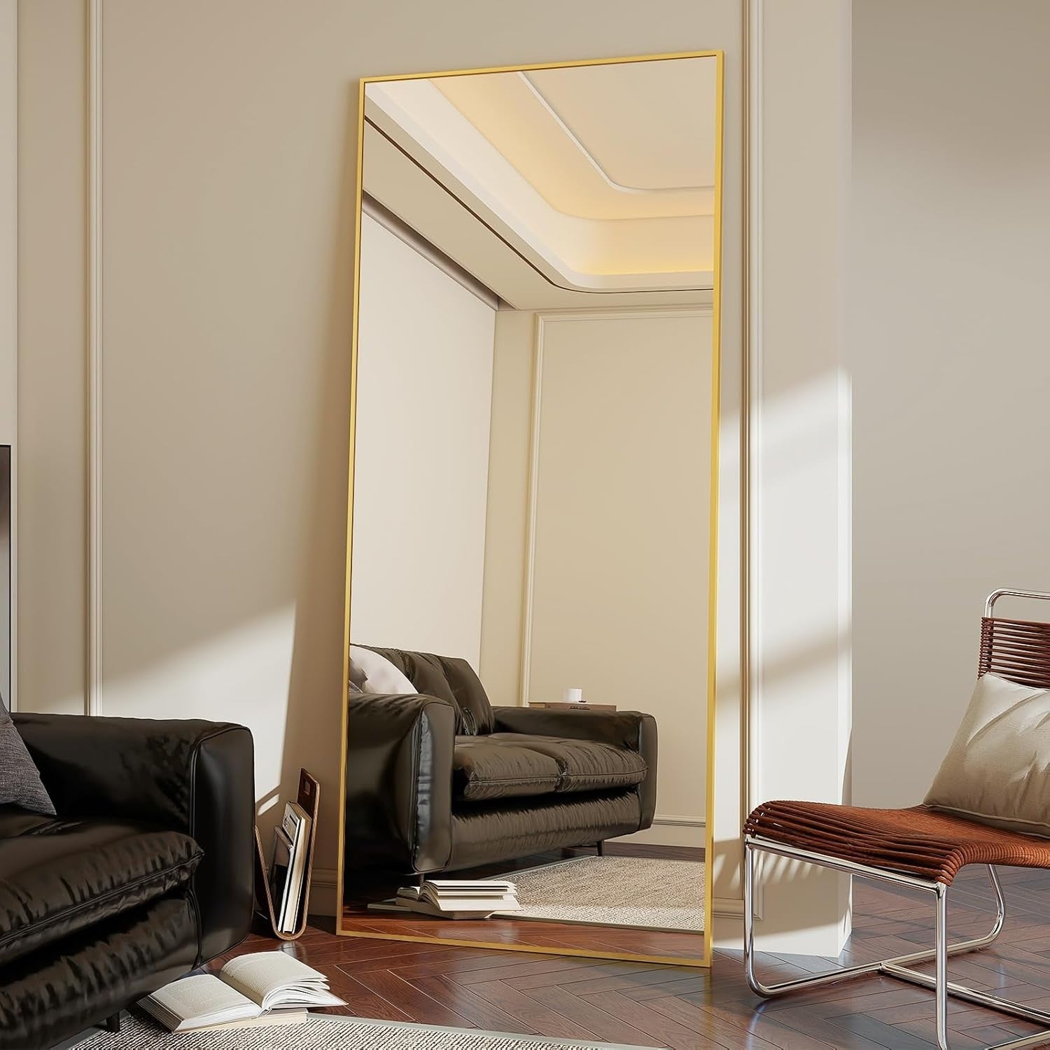 Full Length Floor Mirror 76x171cm Standing Leaning Wall Mount Gold Frame