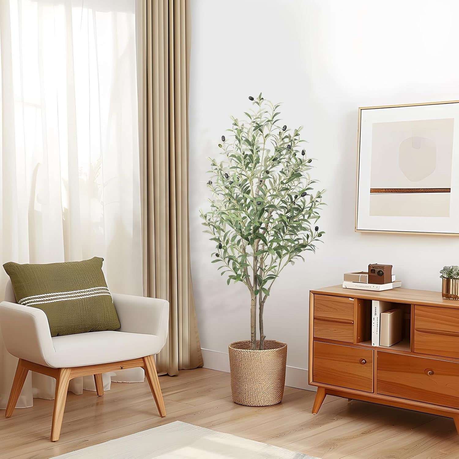 4ft Artificial Olive Tree with Pot Lifelike Leaves Indoor Outdoor Home Decor