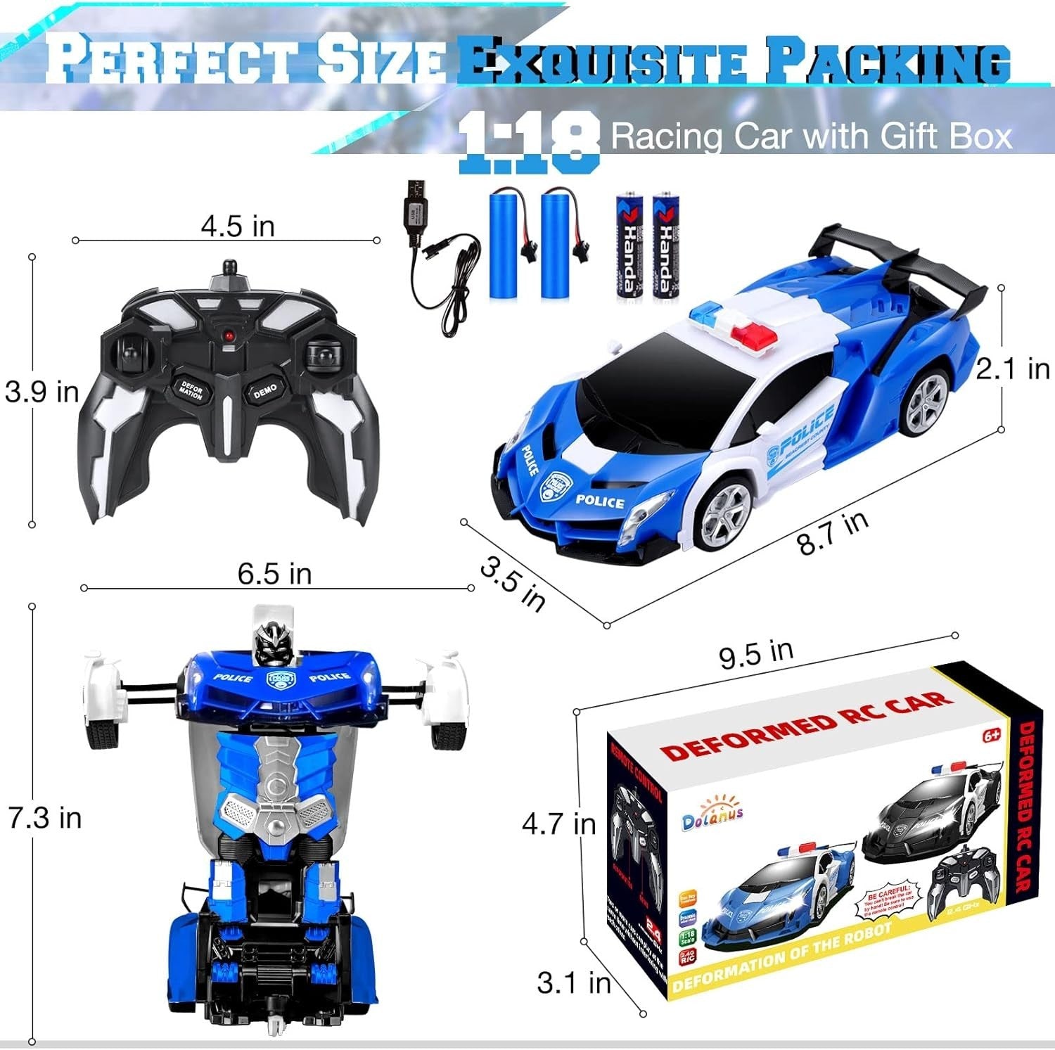 Transforming Robot RC Car 360° Spin Toy – Rechargeable Gift for Kids 3–8+