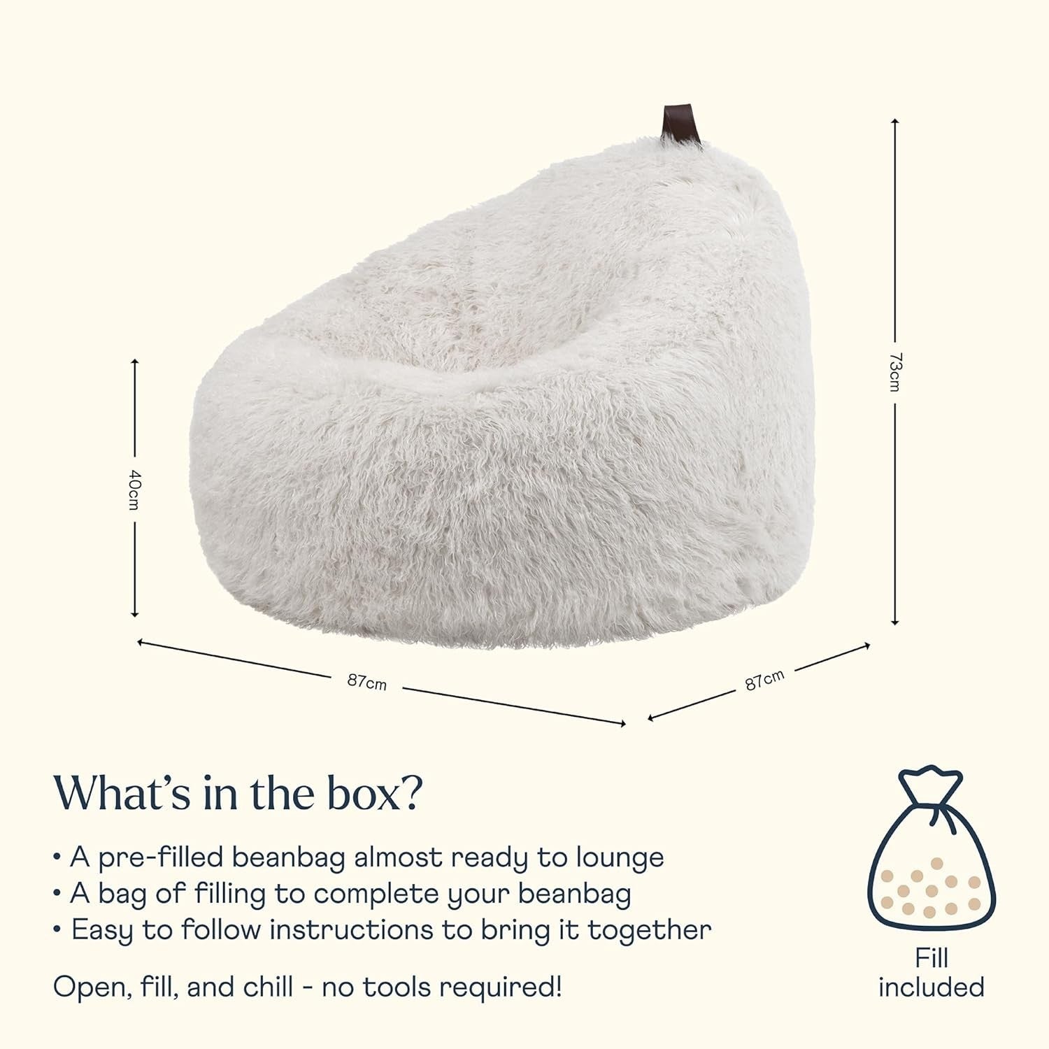 Faux Fur Bean Bag Chair Large Adult Comfy Seat Lounge Sofa Bed Room