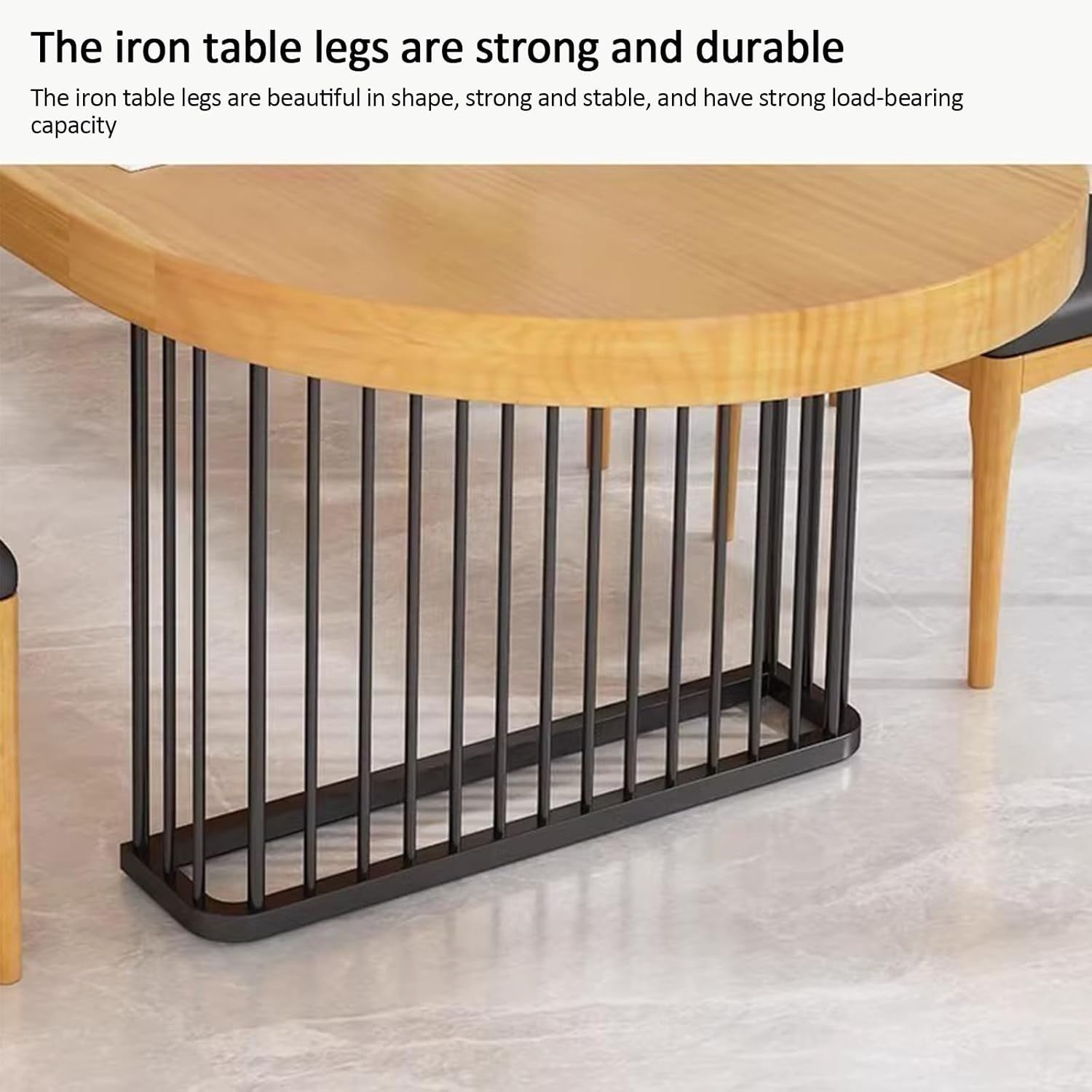 55" Solid Wood Oval Conference Table – Modern Meeting Desk w/ Steel Legs