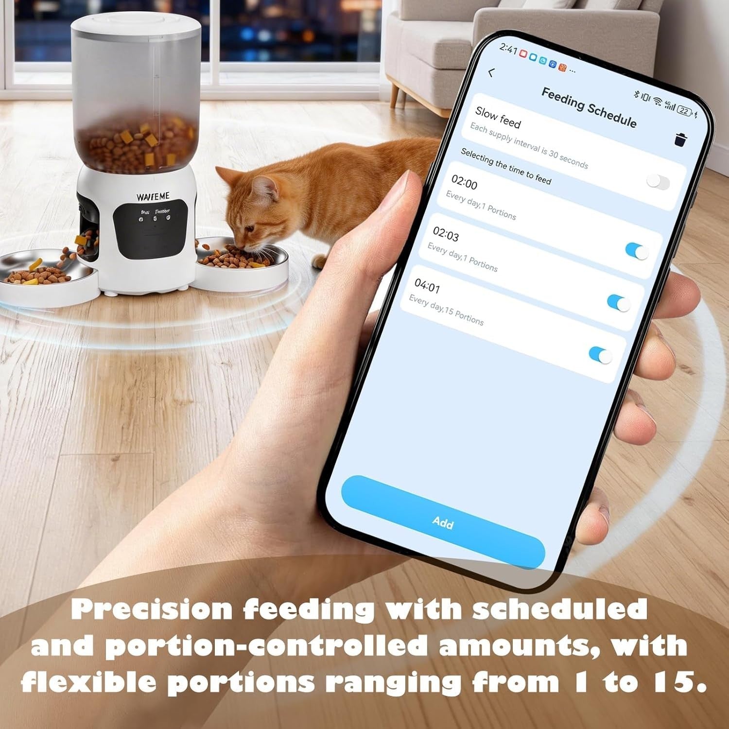 Automatic Cat Feeder Camera 6L Dual Bowl WiFi App Control 1080P HD