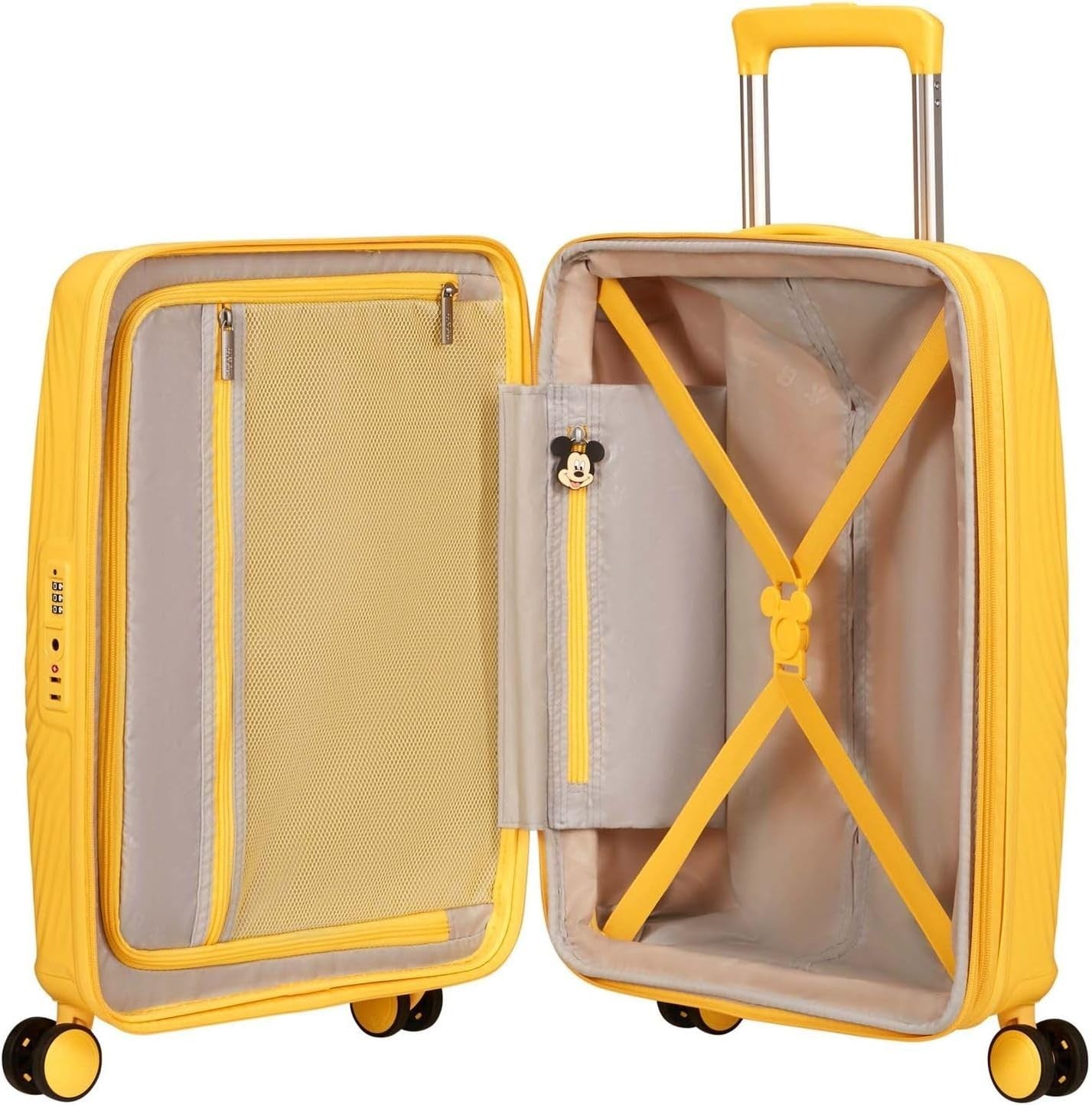Cabin Hard Shell Suitcase Expandable 55cm TSA Lock Spinner Yellow